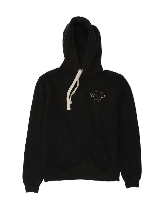 JACK WILLS Mens Hoodie Jumper Small Black Cotton Hoodie with Full-Zip Functional Layering JACK WILLS Mens Hoodie Jumper Small Black Cotton Hoodie with Full-Zip Functional Layering