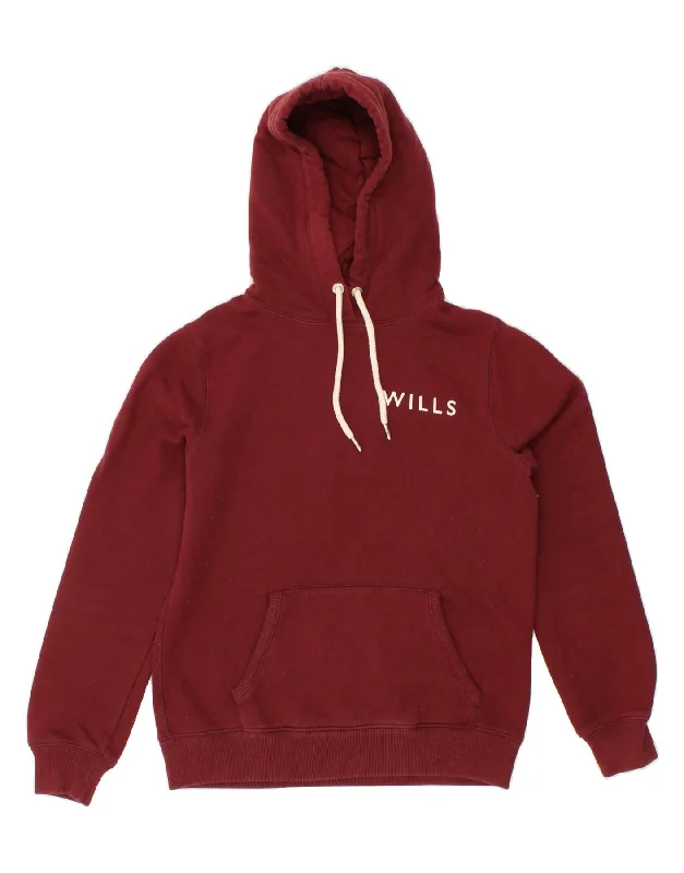 JACK WILLS Womens Graphic Hoodie Jumper UK 10 Small  Red Cotton