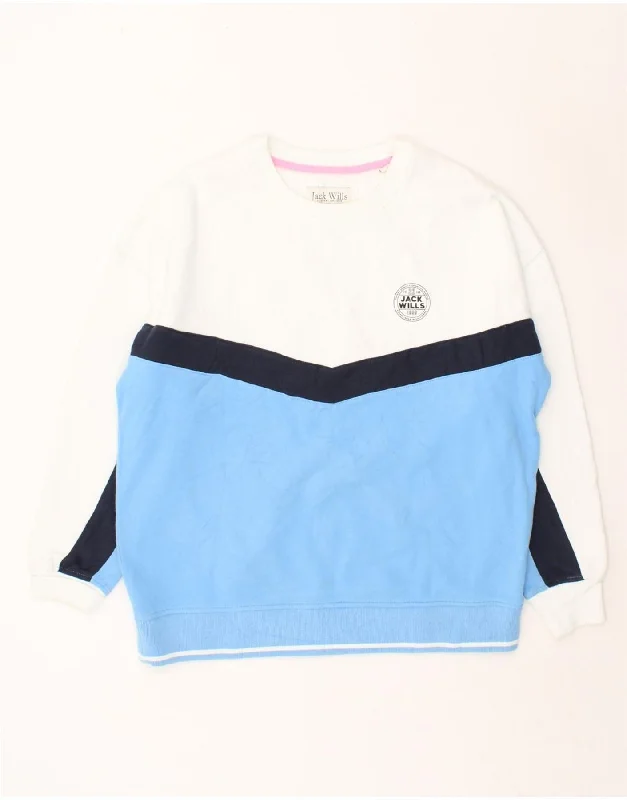 JACK WILLS Womens Oversized Sweatshirt Jumper UK 12 Medium White Hoodie with Oversized Fit Loose Comfortable