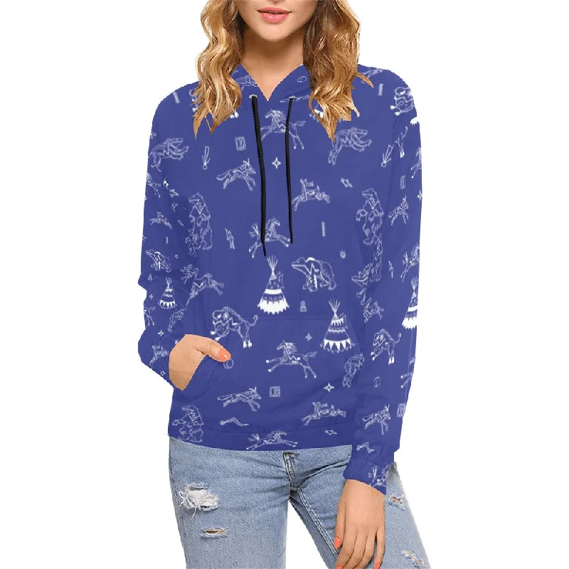 Ledger Dabbles Blue Hoodie for Women (USA Size)