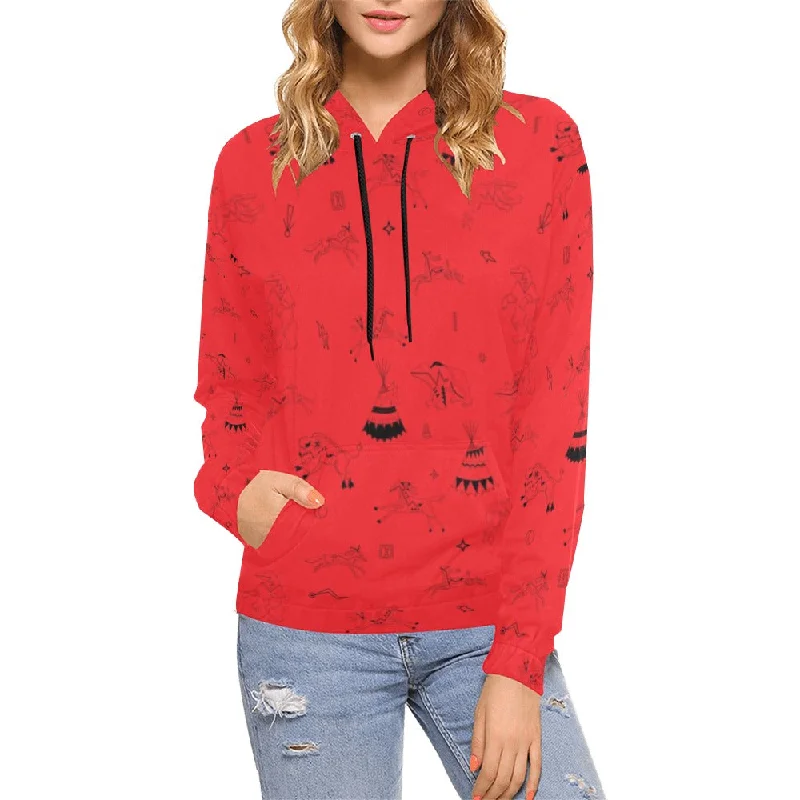 Ledger Dabbles Red Hoodie for Women (USA Size)