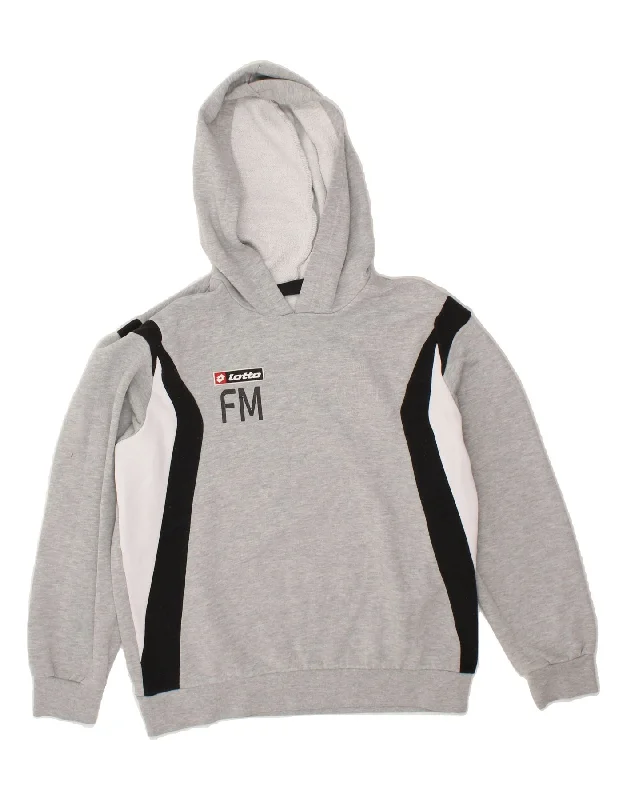 LOTTO Boys Graphic Hoodie Jumper 15-16 Years Grey Colourblock Hoodie with Slit Hem Functional Movement LOTTO Boys Graphic Hoodie Jumper 15-16 Years Grey Colourblock Hoodie with Slit Hem Functional Movement