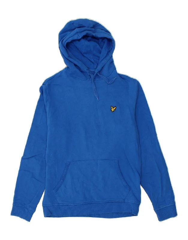 LYLE & SCOTT Mens Hoodie Jumper Small Blue Cotton