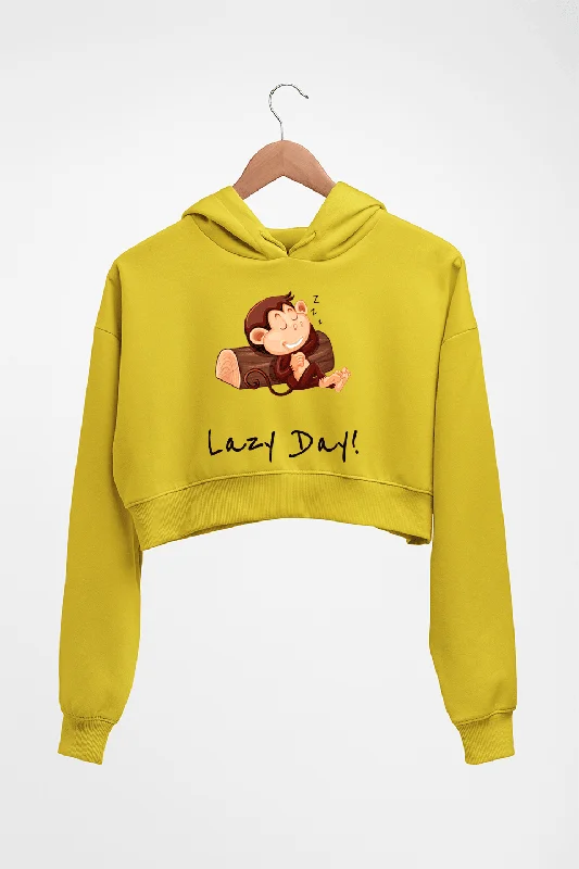 Monkey Lazy Day Crop HOODIE FOR WOMEN Hoodie with Fur Luxurious Winter