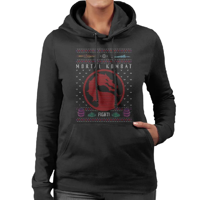 Mortal Kombat Christmas Fight Emblem Women's Hooded Sweatshirt