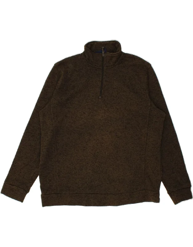 MOUNTAIN WAREHOUSE Mens Zip Neck Sweatshirt Jumper 2XL Brown Cotton