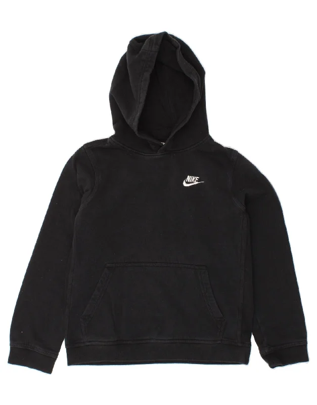 NIKE Boys Hoodie Jumper 12-13 Years Large  Black Hoodie Crop Top Short Trendy