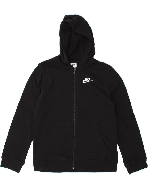 NIKE Boys Zip Hoodie Sweater 12-13 Years Large Black Cotton Hoodie with Hood Adjustable Protection NIKE Boys Zip Hoodie Sweater 12-13 Years Large Black Cotton Hoodie with Hood Adjustable Protection