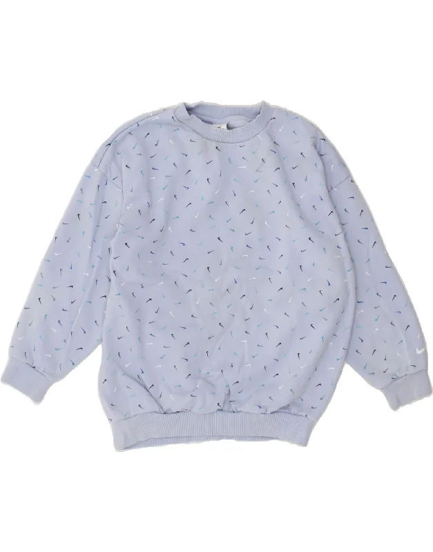 NIKE Girls Graphic Sweatshirt Jumper 10-11 Years Medium Blue Hoodie with Ribbed Cuffs Snug Fit Comfort NIKE Girls Graphic Sweatshirt Jumper 10-11 Years Medium Blue Hoodie with Ribbed Cuffs Snug Fit Comfort