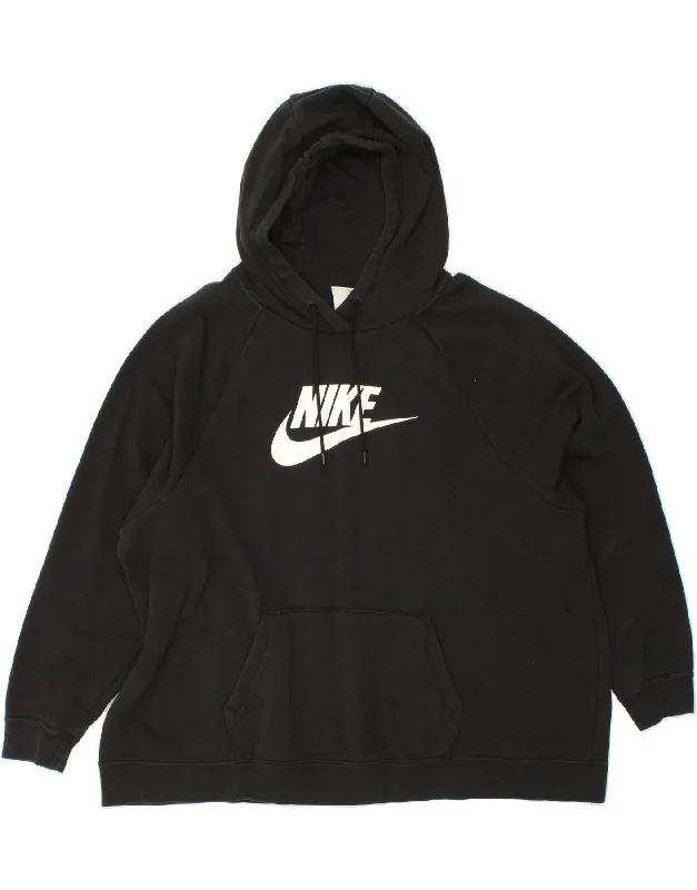 NIKE Mens Graphic Hoodie Jumper 2XL Black Cotton