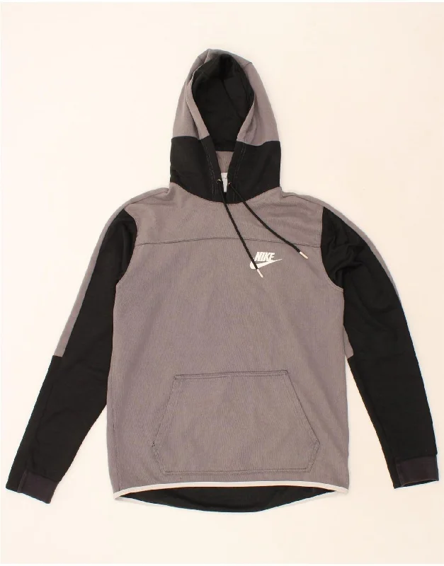 NIKE Mens Graphic Hoodie Jumper Medium Grey Colourblock