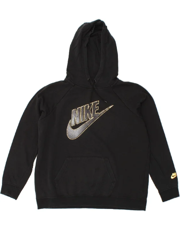 NIKE Mens Graphic Hoodie Jumper XL Black Cotton