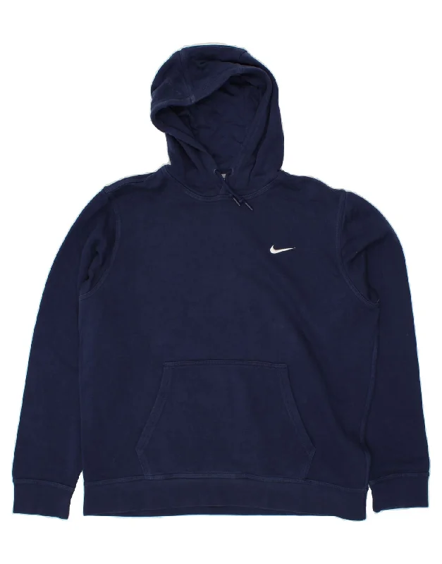 NIKE Mens Hoodie Jumper XL Navy Blue Cotton