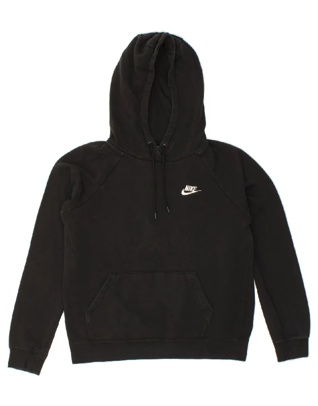 NIKE Womens Oversized Hoodie Jumper UK 10 Small Black Cotton