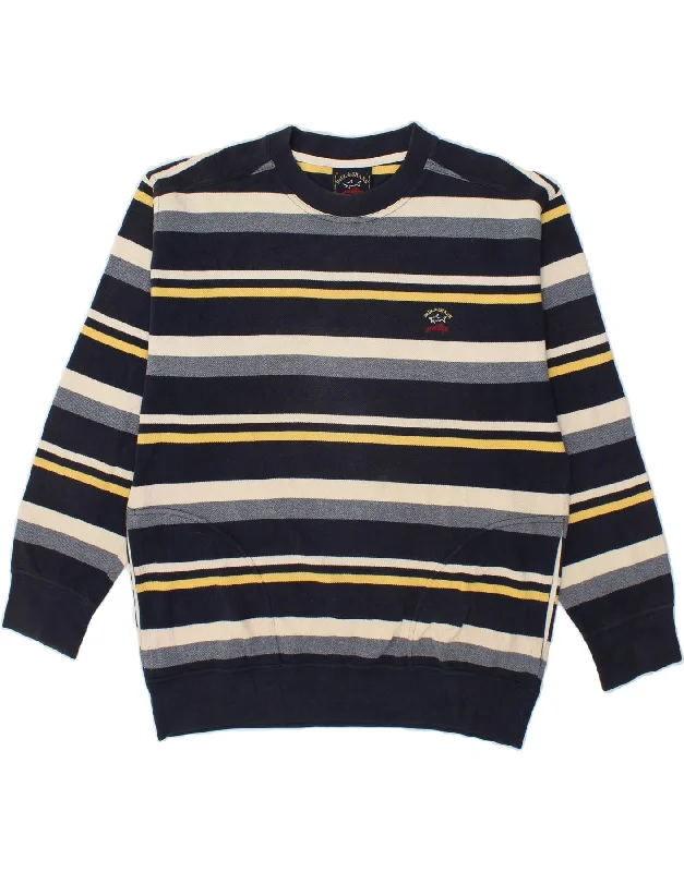 PAUL & SHARK Mens Sweatshirt Jumper Large Navy Blue Striped Cotton