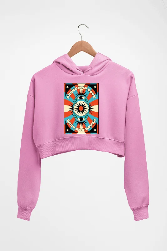 Psychedelic Peace and Love Crop HOODIE FOR WOMEN Hoodie with Hem Ribbing Snug Secure Psychedelic Peace and Love Crop HOODIE FOR WOMEN Hoodie with Hem Ribbing Snug Secure