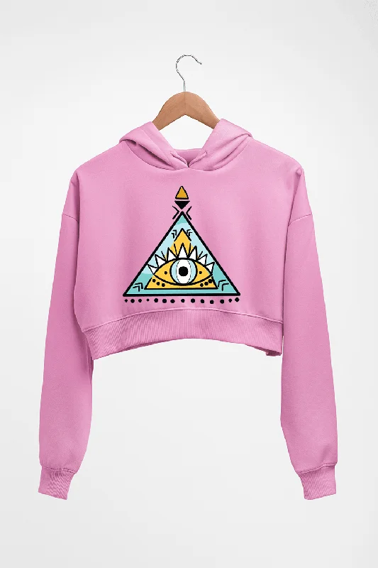 Psychedelic Triangle eye Crop HOODIE FOR WOMEN Hoodie with Elastic Waist Stretchable Comfortable Psychedelic Triangle eye Crop HOODIE FOR WOMEN Hoodie with Elastic Waist Stretchable Comfortable