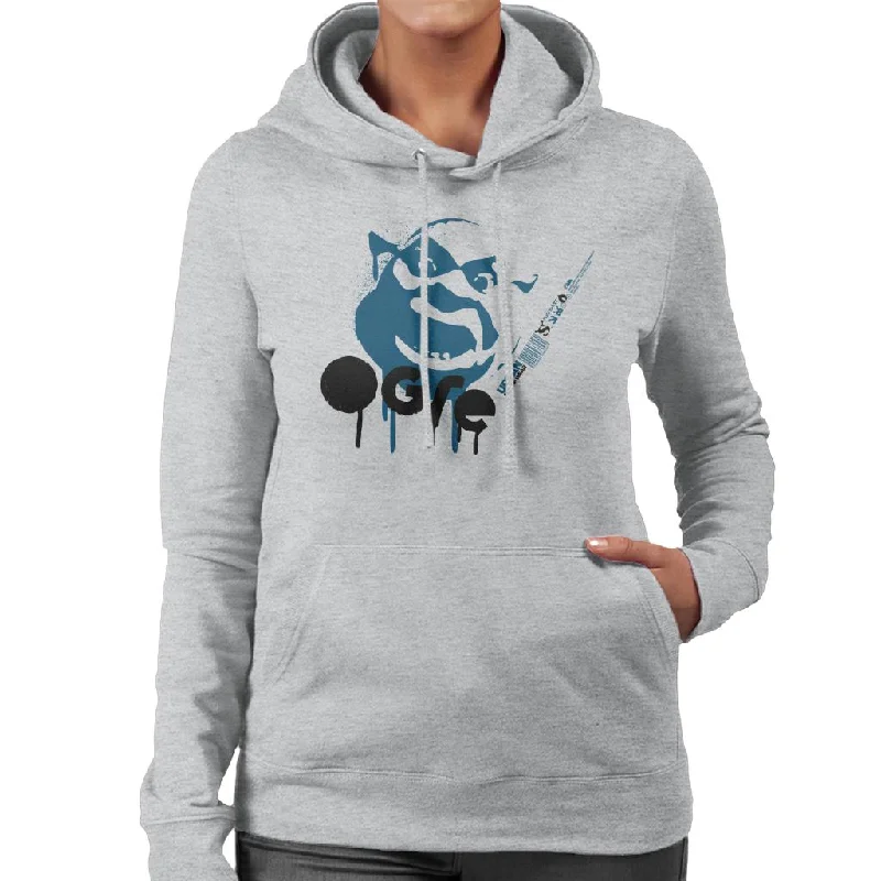 Shrek Blue Ogre Silhouette Women's Hooded Sweatshirt Hoodie with Relaxed Fit Easy Casual