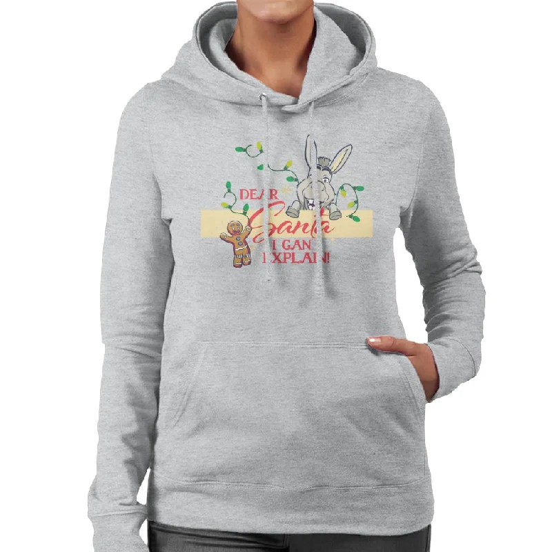 Shrek Christmas Donkey Dear Santa I Can Explain Women's Hooded Sweatshirt Hoodie with Hem Contrast Bold Stylish Shrek Christmas Donkey Dear Santa I Can Explain Women's Hooded Sweatshirt Hoodie with Hem Contrast Bold Stylish