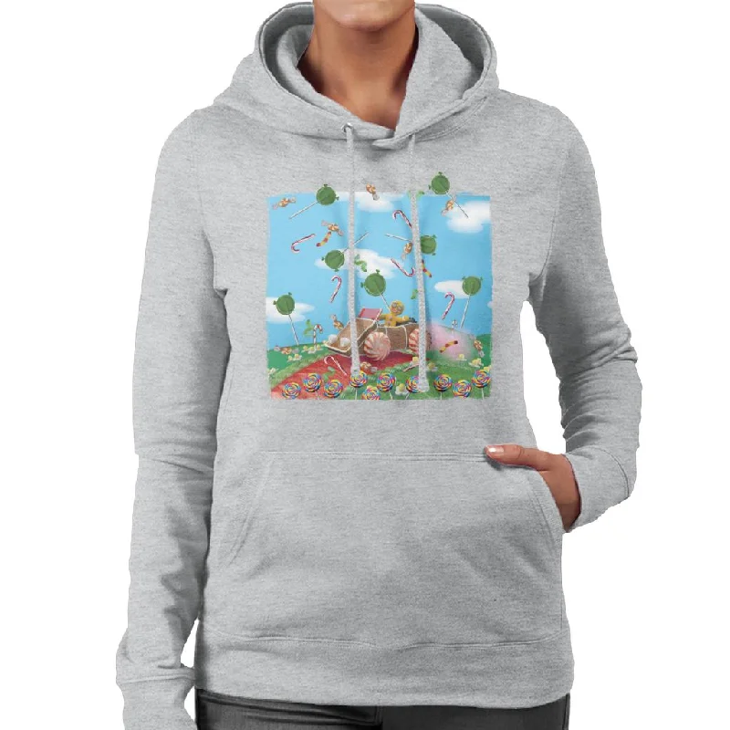 Shrek Christmas Gingerbread Man Raining Sweets Women's Hooded Sweatshirt Hoodie with Mesh Breathable Sporty