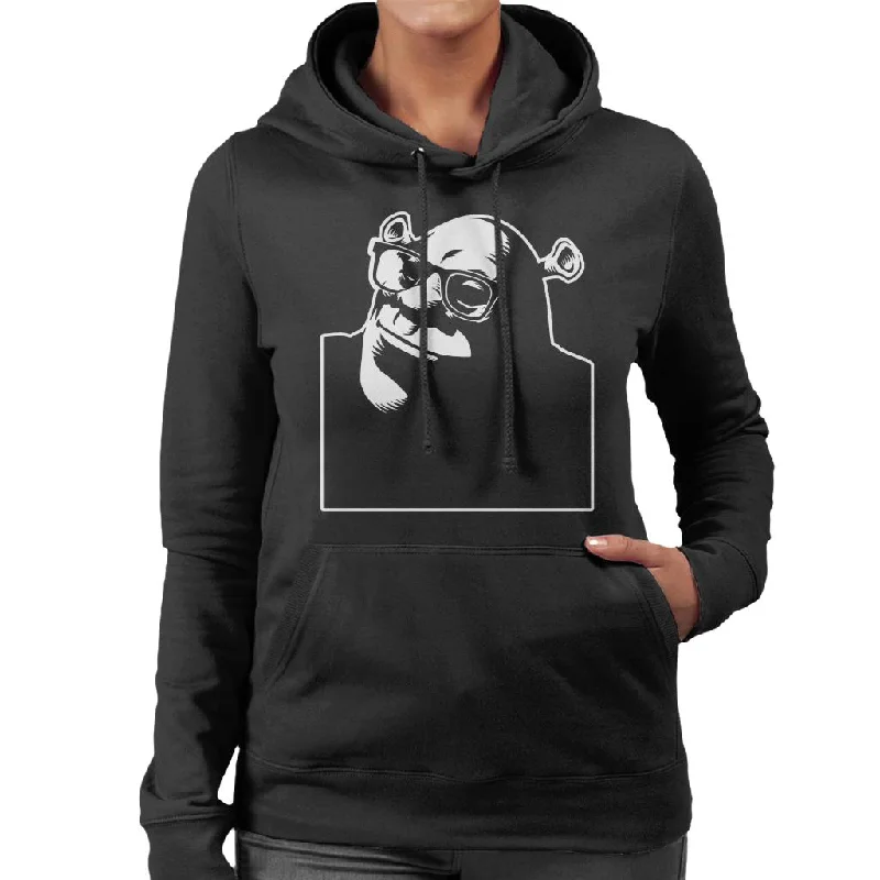 Shrek Wearing Glasses Silhouette Women's Hooded Sweatshirt Hoodie with Batwing Sleeves Loose Dramatic
