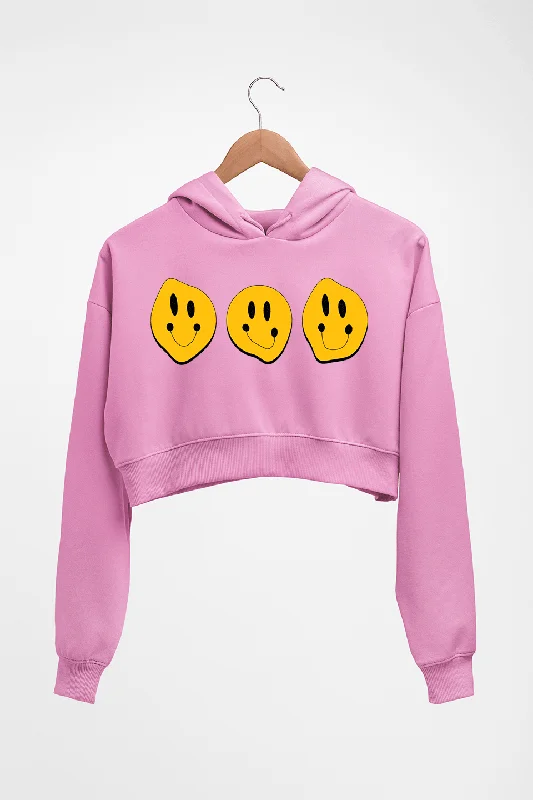 Smiley Crop HOODIE FOR WOMEN Hoodie with Hem Contrast Bold Stylish