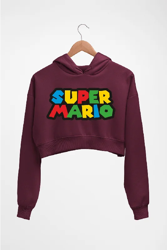Super Mario Crop HOODIE FOR WOMEN Hoodie with Exposed Zipper Edgy Industrial