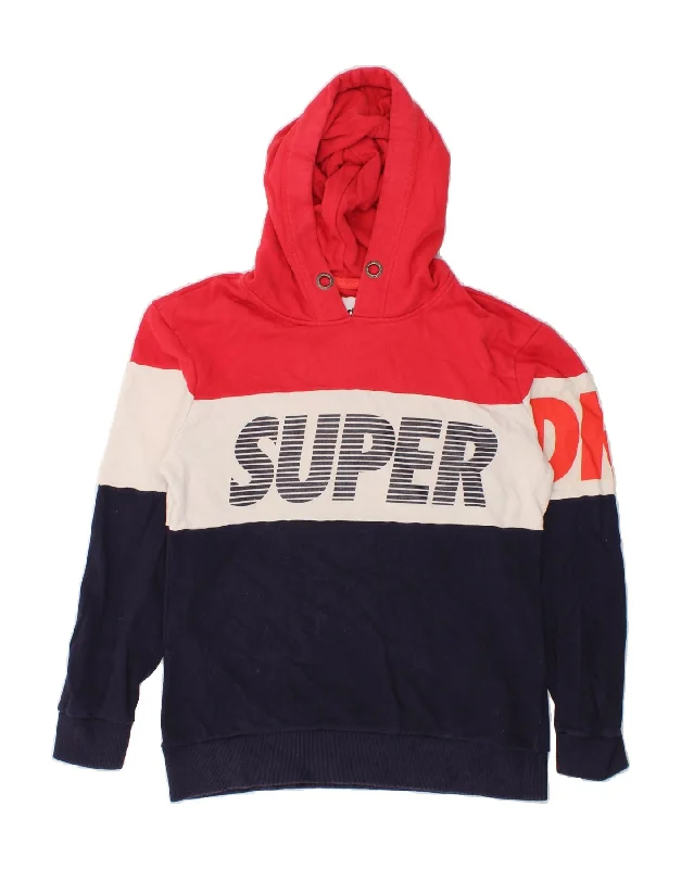 SUPERDRY Mens Graphic Hoodie Jumper Medium Multicoloured Colourblock Hoodie with Stripes Bold Sporty SUPERDRY Mens Graphic Hoodie Jumper Medium Multicoloured Colourblock Hoodie with Stripes Bold Sporty