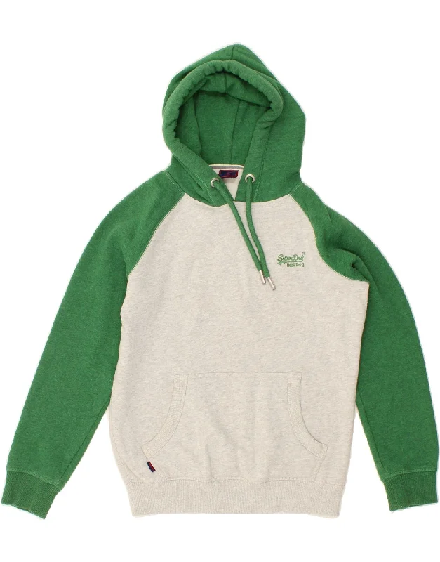 SUPERDRY Mens Hoodie Jumper Small White Colourblock Cotton