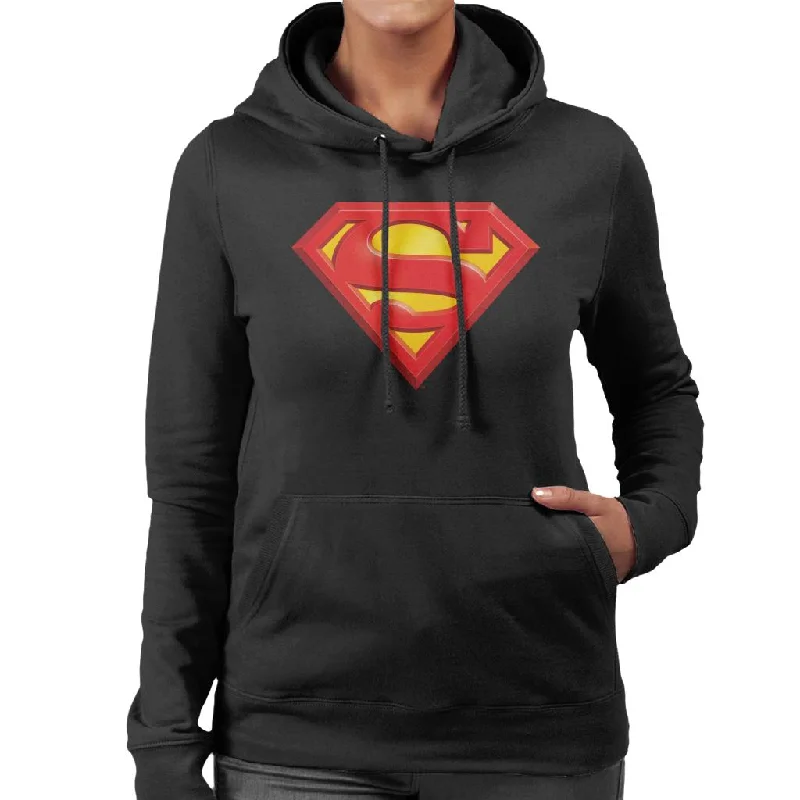 Superman Classic Logo Women's Hooded Sweatshirt Hoodie with Pastel Soft Subtle
