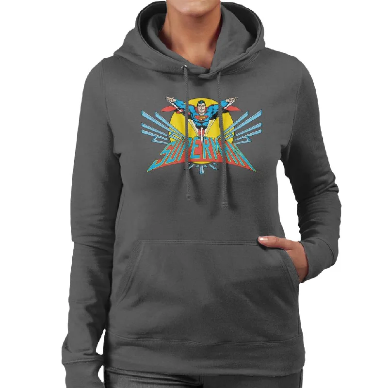 Superman Flying Past The Sun Women's Hooded Sweatshirt Hoodie with Hidden Zipper Minimalist Clean