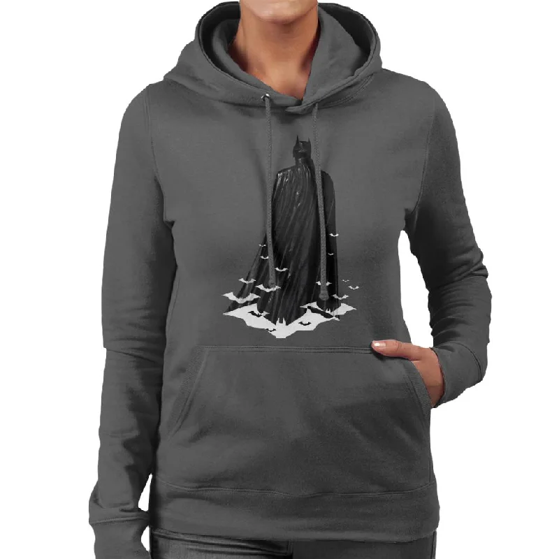 The Batman Cape White Bat Signals Women's Hooded Sweatshirt Hoodie with Pastel Soft Subtle The Batman Cape White Bat Signals Women's Hooded Sweatshirt Hoodie with Pastel Soft Subtle