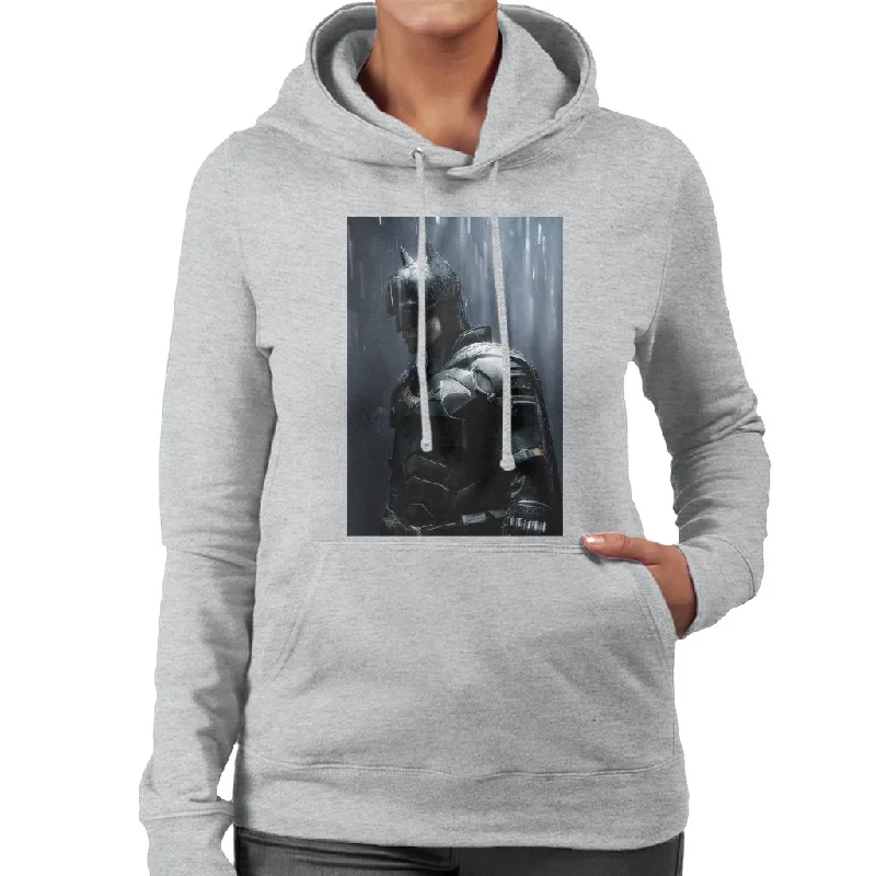 The Batman Cinematic Rain Women's Hooded Sweatshirt Hoodie with Hem Patch Decorative Personalized The Batman Cinematic Rain Women's Hooded Sweatshirt Hoodie with Hem Patch Decorative Personalized