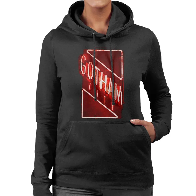 The Batman Gotham City Neon Light Women's Hooded Sweatshirt Hoodie with Rhinestones Sparkly Elegant The Batman Gotham City Neon Light Women's Hooded Sweatshirt Hoodie with Rhinestones Sparkly Elegant