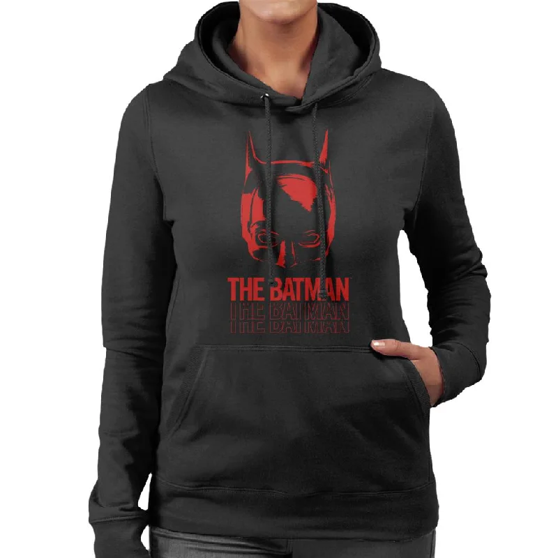 The Batman Red Mask Women's Hooded Sweatshirt Hoodie with Snap Buttons Easy Quick