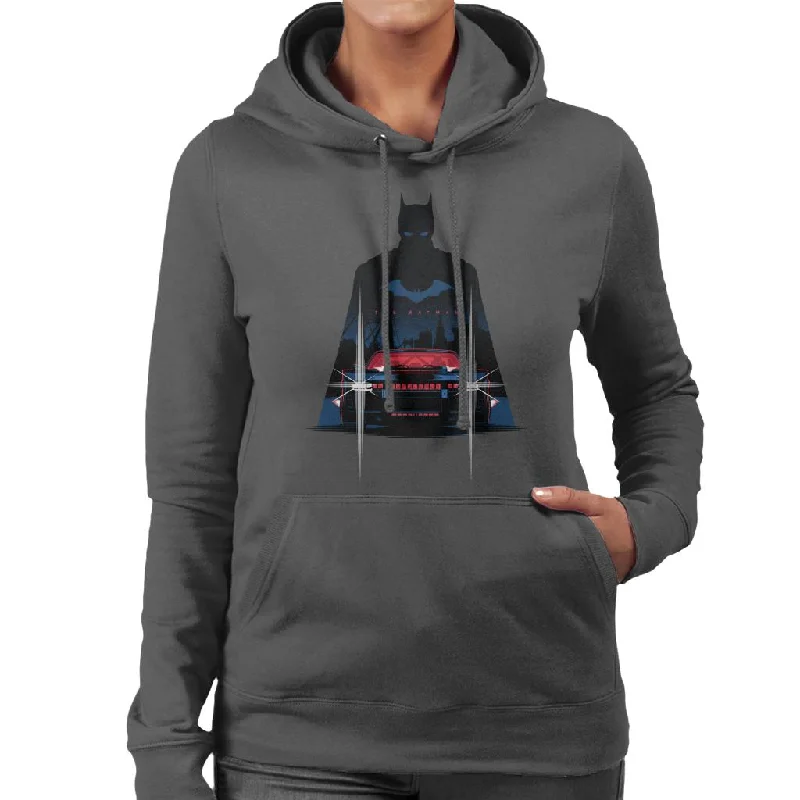 The Batman Silhouette Batmobile Women's Hooded Sweatshirt Hoodie with Elastic Cuffs Stretchable Comfortable