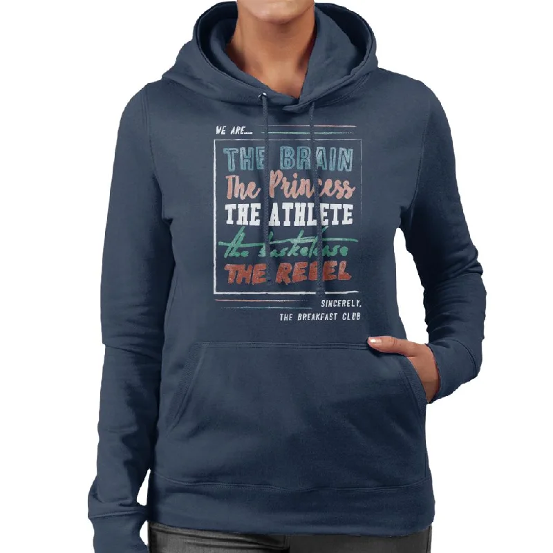 The Breakfast Club We Are The Brain The Princess The Athlete Women's Hooded Sweatshirt Hoodie with Side Slits Relaxed Casual