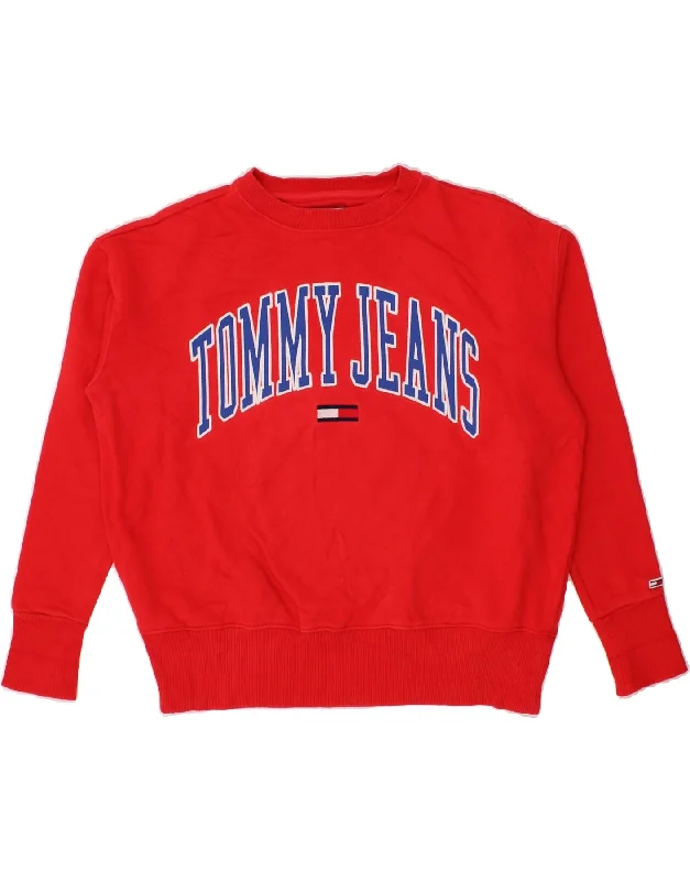 TOMMY HILFIGER Mens Loose Fit Graphic Sweatshirt Jumper Small Red Cotton