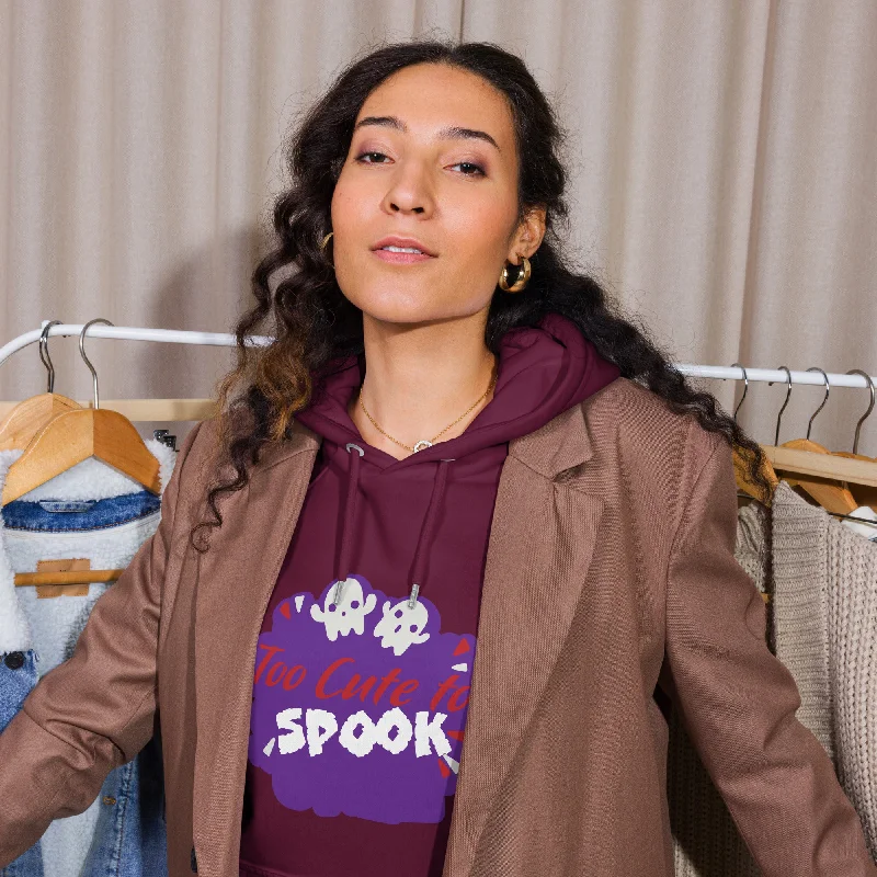 Too Cute To Spook Halloween Graphic Women Eco Raglan Hoodie Hoodie with Monochrome Minimalist Simple