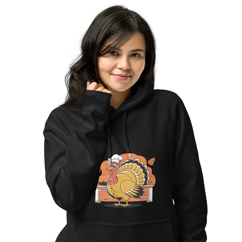 Turkey Chef Graphic Women Eco Raglan Hoodie Hoodie with Zipper Placket Modern Functional Turkey Chef Graphic Women Eco Raglan Hoodie Hoodie with Zipper Placket Modern Functional