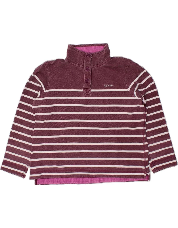 WEIRD FISH Womens Button Neck Sweatshirt Jumper UK 18 XL Burgundy Striped Hoodie with Belted Waist Structured Tailored
