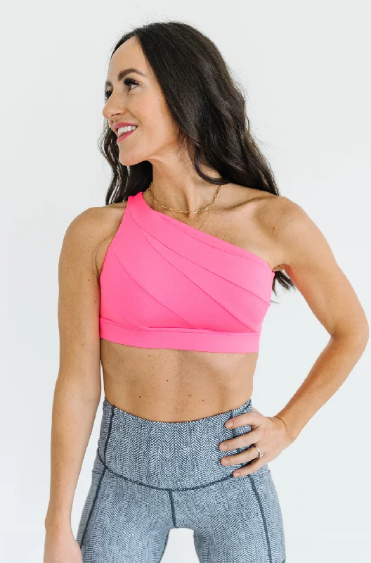 Asymmetric Sports Bra in Pink Versatile Bralette Set