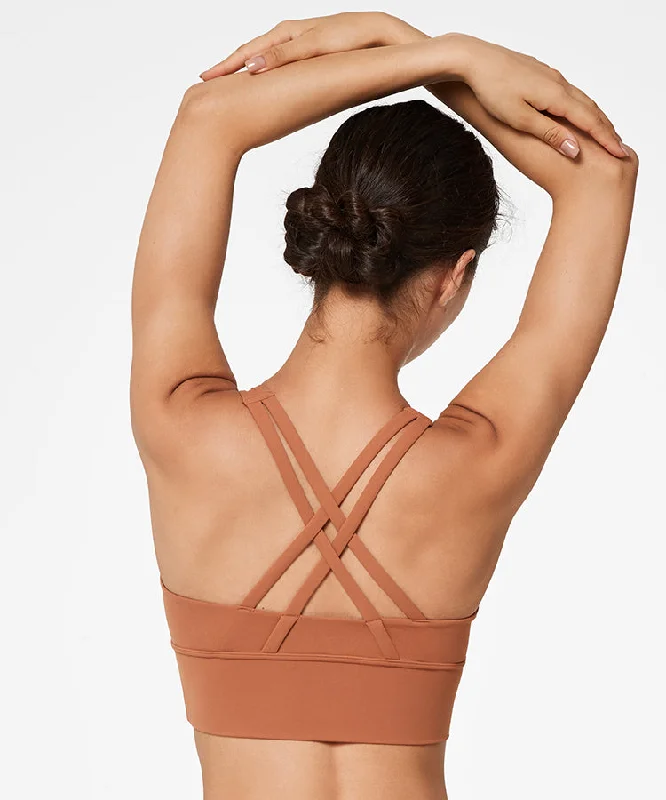 Echo Long Double Cross Straps Padded Yoga Bra | Women's Light Support Sports Bra Supportive Cotton Bra