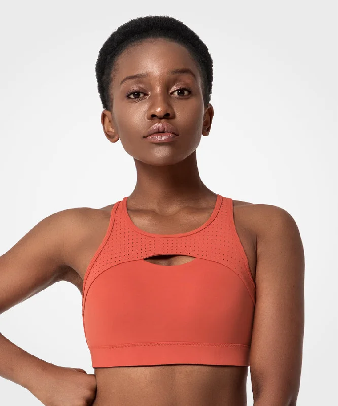 Enfold Hollow out Padded Running Bra | Women's High Support Sports Bra Lace Back Bra