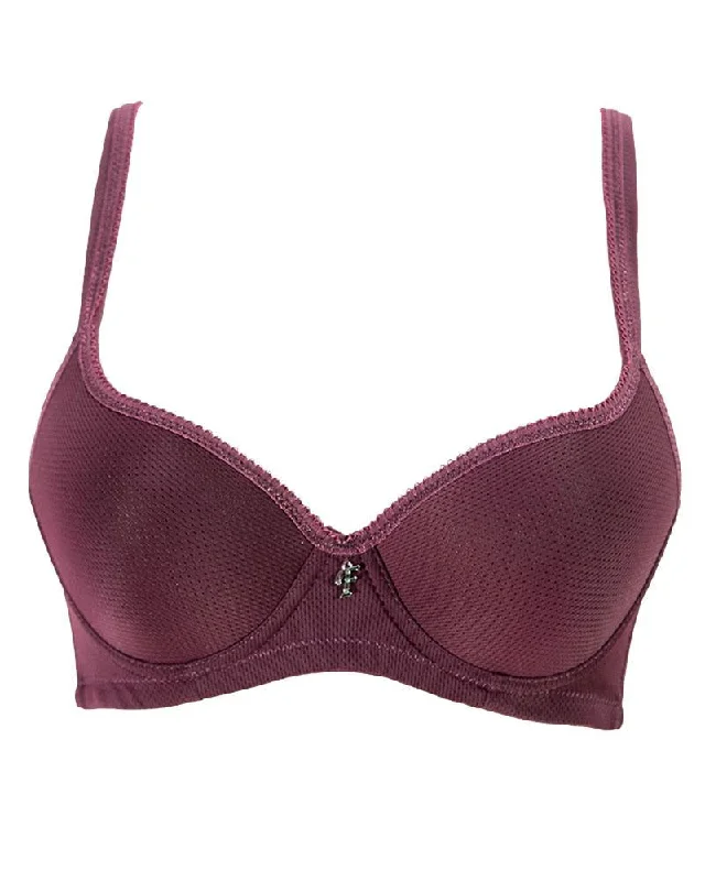 Maroon Soft Net Flourish Bra - Single Soft Padded Underwired Bra - FL3263 Chic Satin Bra