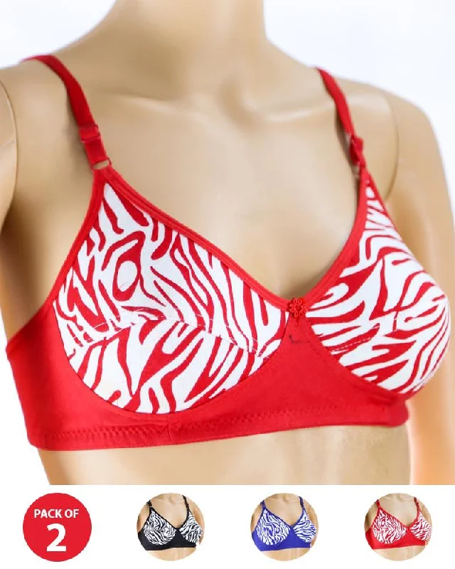 Pack of 2 Madam Bra - i17 - Non Padded Bra - Non Wired Bra Push-Up Wireless Bra