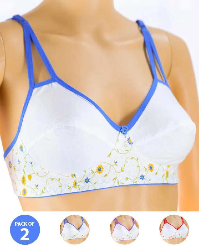 Pack of 2 Madam Bra - i18 - Non Padded Bra - Non Wired Bra Chic Lace Bralette