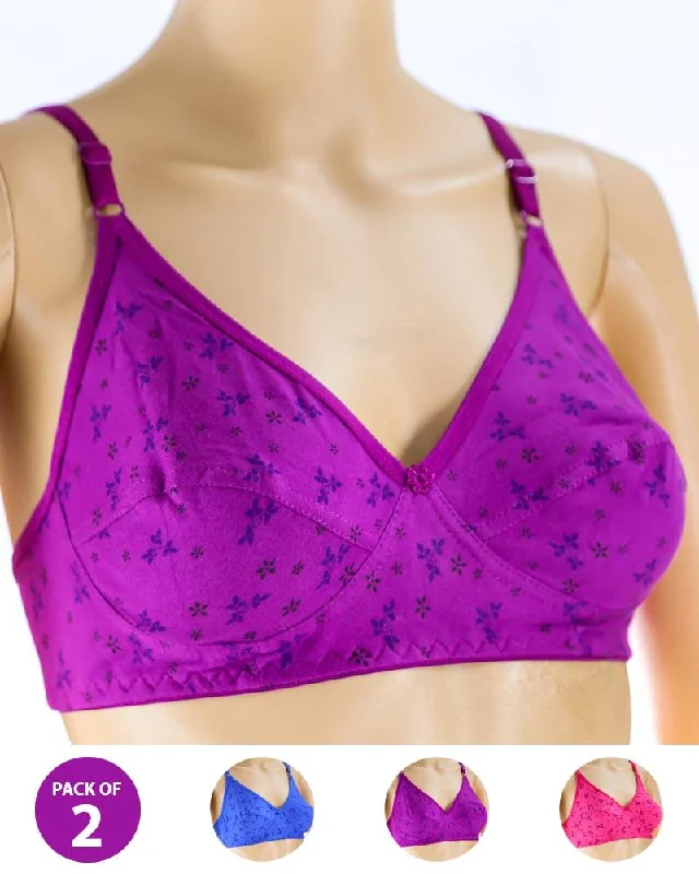 Pack of 2 Madam Bra - i21 - Non Padded Bra - Non Wired Bra Simple Wireless Bra