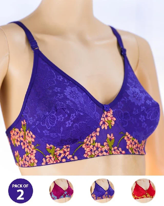 Pack of 2 Madam Bra - K-12267 - Non Padded Bra - Non Wired Bra Sports Support Bra