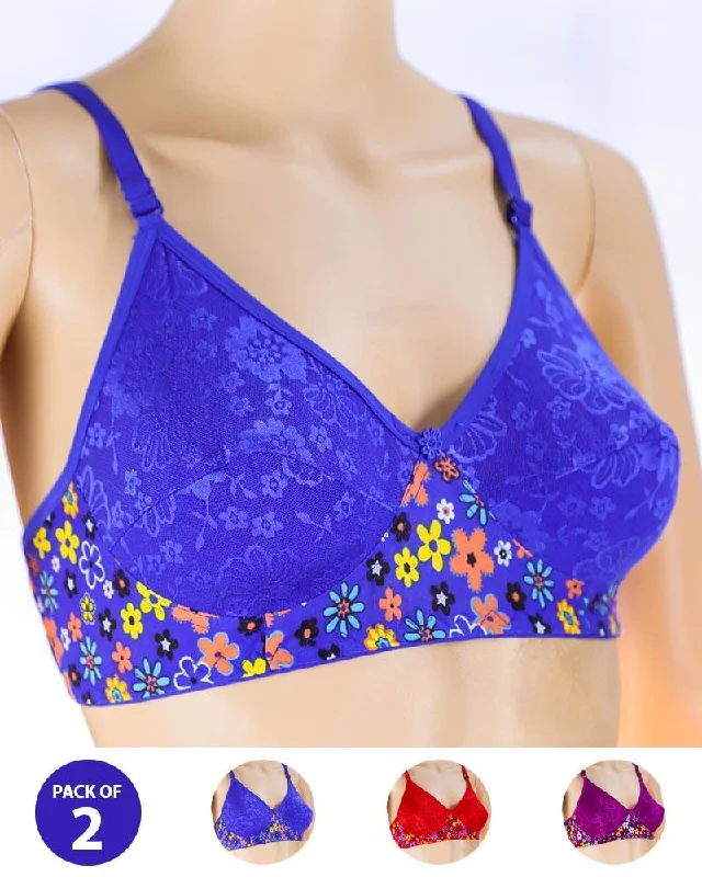 Pack of 2 Madam Bra - K-12275 - Non Padded Bra - Non Wired Bra Light Padded Bra